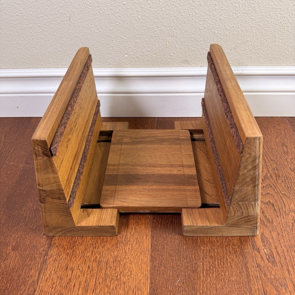 Vintage Kalmar Teakwood Expanding Record Holder‎ Vinyl Storage Media Organizer